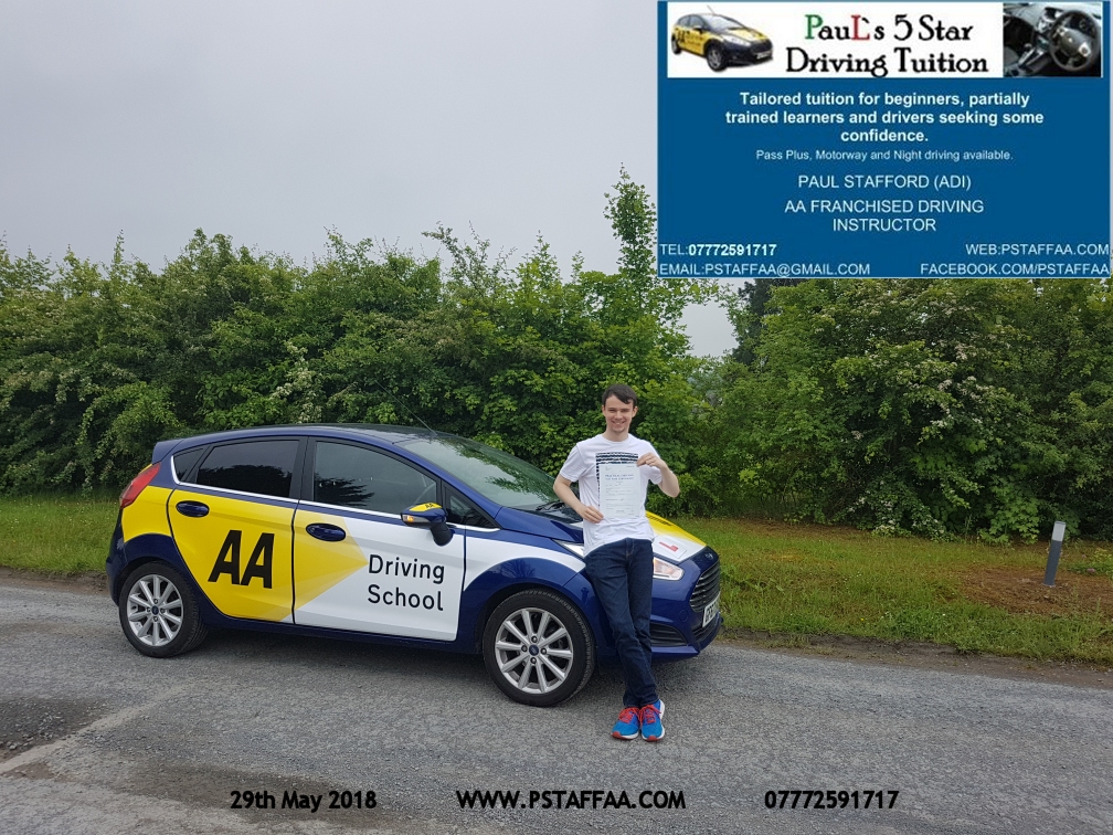 Driving Test Pass for Ethan Gibbs with Paul's 5 Star Driving Tuition